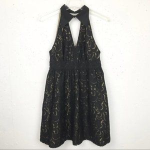 Anna Sui Black Lace Halter Lined Dress Witchy Romantic Gossip Girl Size 1 Jr NWT